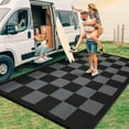 thumbnail image 4 of Geetinfly 10FT Area Rugs 320Gsm Pp Tube Plastic Woven Outdoor Carpet - Modern - Checkerboard BlackGray, 4 of 8