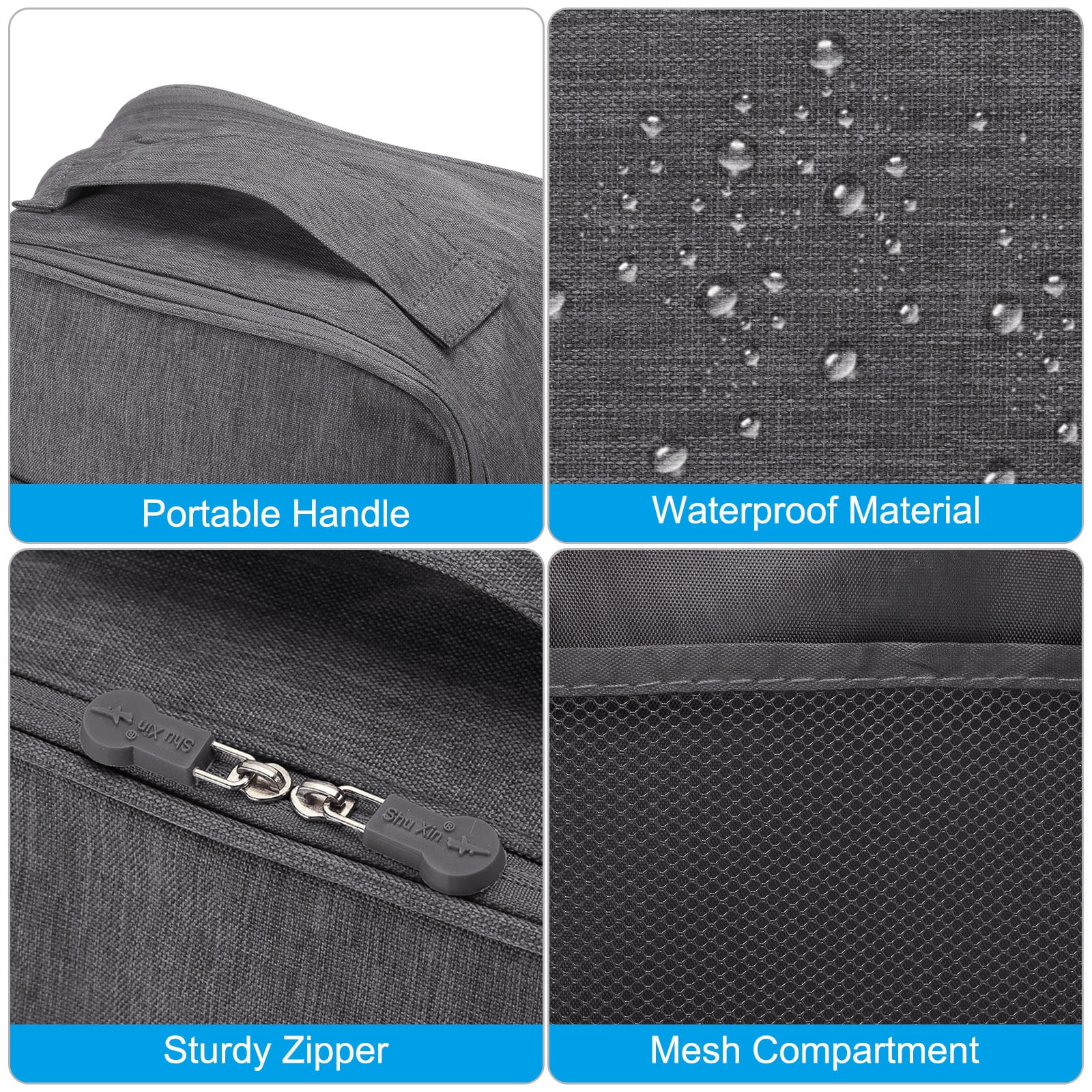 Uxcell Shoe Bags for Travel, Holds 3 Pairs of Shoes, Travel Accessories for Packing, Gray 2 Pack