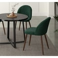 thumbnail image 5 of INO Design Mid-Century Modern 35'' Inch Round Grey Wooden Dining Table Set for 4 Comfortable Accent Velvet Barrel Chairs, Space Saving for Kitchen, Living Room Furniture, Small Apartments (Green), 5 of 11