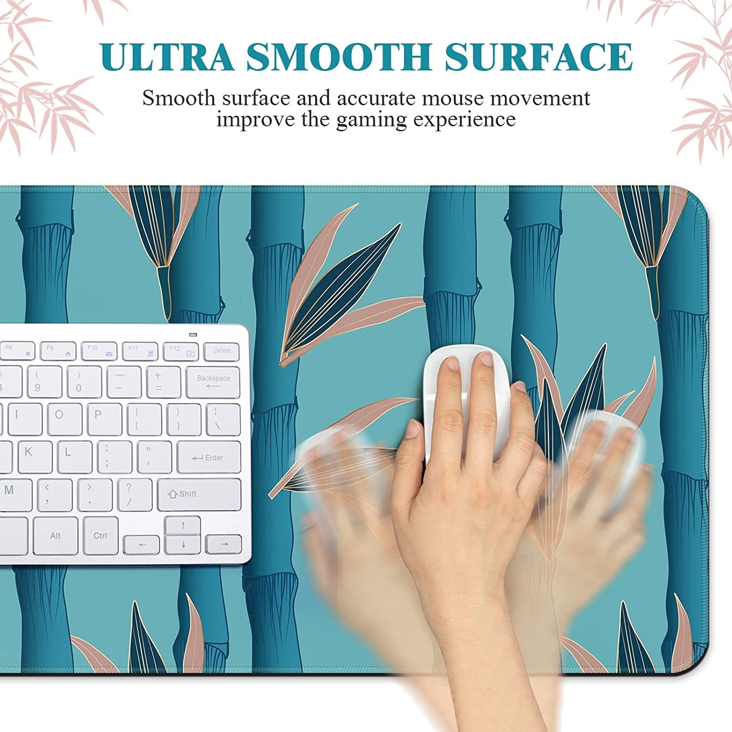 Mouse Pad Large (31.5X11.78 in), Non-Slip Natural Rubber Base Gaming Mouse Pad with Stitched Edge, Waterproof Extended Mouse Pad for Keyboard, Mouse and Desktop, Bamboo