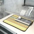 thumbnail image 5 of Tribal Ethnic Dish Drying Mat Countertop 18"x24" Absorbent Microfiber Geometric Shape Drainer Mat Dishes Pad Yellow Beige Bohemian Protector Kitchen Accessories, 5 of 7