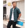 thumbnail image 3 of COOFANDY Mens Short Sleeve Button Down Shirt Plaid Button Up Shirts Casual 75% Cotton Work Shirts, 3 of 7