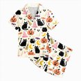 thumbnail image 4 of KPOPLK Girl's Halloween Pajamas Set Kids Girls Short Sleeve Button Down Shirt and Shorts Pjs 2Piece for 2-13Years,Size 8-9 Years, 4 of 5