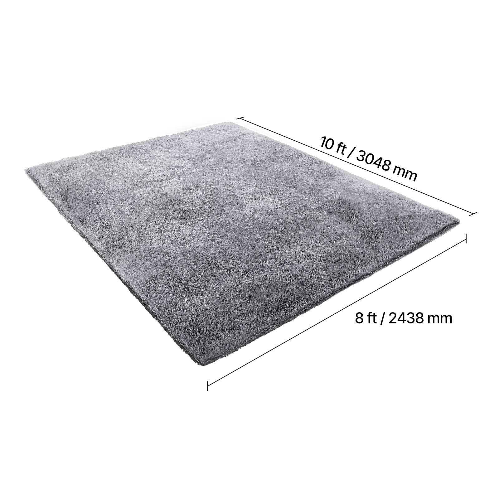 VEVOR Indoor Plush Area Rugs, 8 x 10 ft Soft Plush Carpet, Furry Shag Area Rugs for Living Room, Bedroom, Sunroom, Modern Home Decor Aesthetic, Non-Shedding, Non-Woven, Slip-Resistant, Smoke Gray