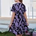thumbnail image 5 of DORKASM Girls Black Floral Print Dress: Beige Summer Sundress with Pockets Purple 120, 5 of 5