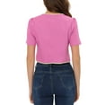 thumbnail image 3 of INSPIRE CHIC Contrast Trim Jacket for Women's V Neck Short Sleeve Single Breasted Work Blazer XS Pink, 3 of 6