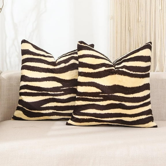 Ryan; Zebra Decor Animal Print Zebra Pillow Covers Throw Pillows 18x18 Set of 2 Modern Farmhouse Home Decor for Bedroom Couch Sofa (No Pillow Insert)