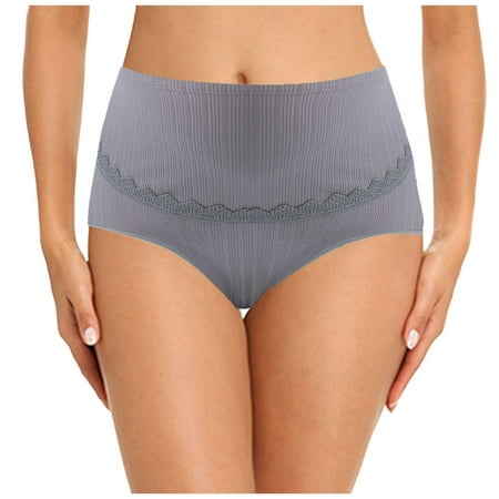 BYHONG Women Comfortable High Waist Maternity Panties Large Size Breathable Belly Support Adjustable Pregnancy Lace Ribbed Briefs Women s Panties Grey XXXXXL