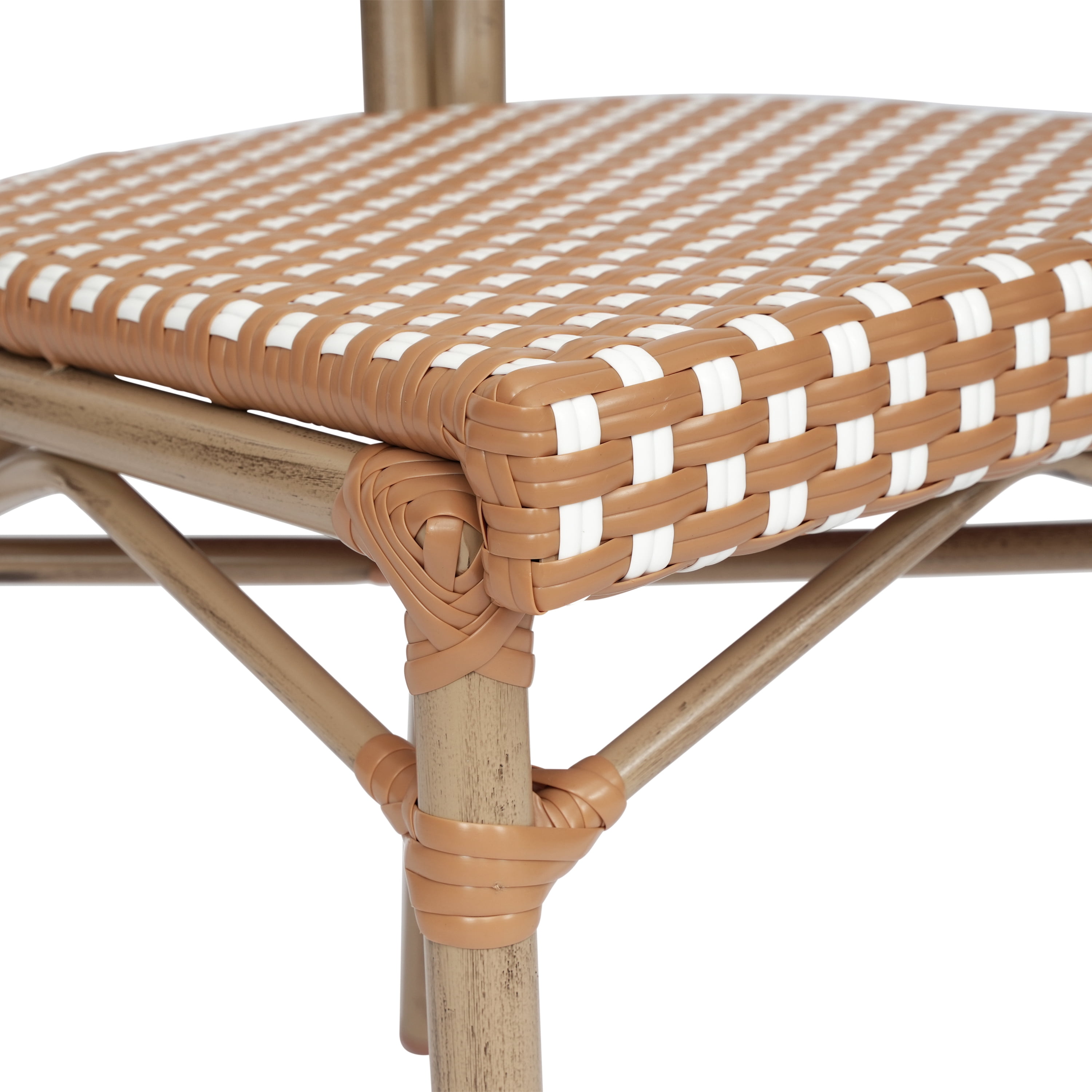 Flash Furniture Lourdes Indoor/Outdoor French Bistro Stacking Chair Natural/White/Light Natural