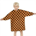thumbnail image 3 of Orange and Black Checkered Pattern Blanket Hoodies for Kids 6-13YR Oversize Wearable Blanket Hoodies for Boys Girls Teens, 3 of 7