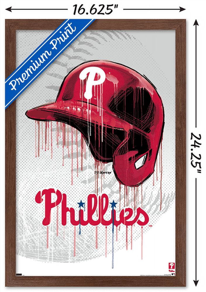 MLB Philadelphia Phillies - Drip Helmet 22 Wall Poster, 14.725" x 22.375" Framed