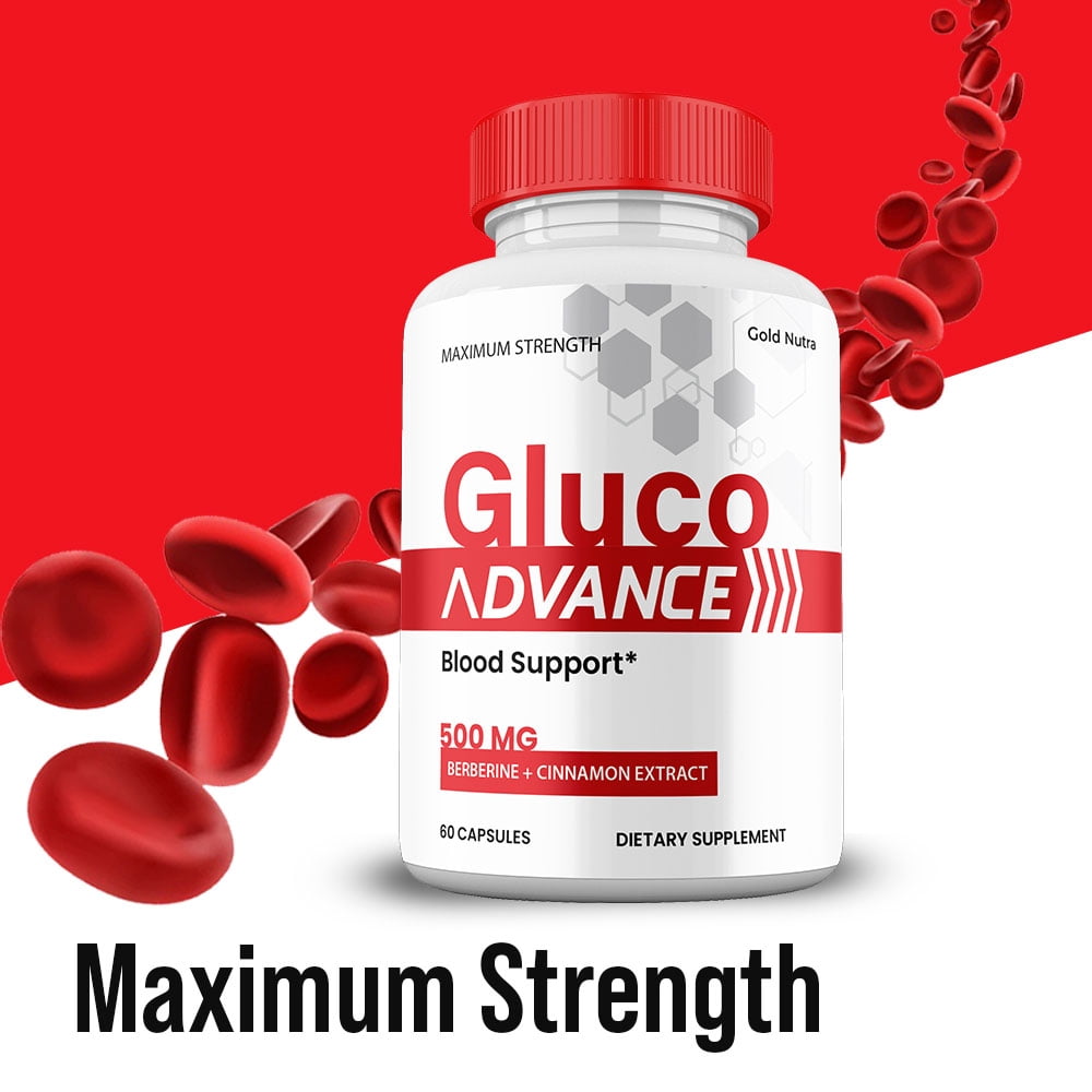 Gluco Advance Capsules, Gluco Advanced Pills Blood Support Supplement Maximum Strength, All Natural Glycogen Formula (2 Pack)