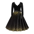 thumbnail image 1 of SZXZYGS Robes Midi pour Femmes Robes Formelles Fluides pour Femmes Robe de Fête Col en V Robe à Manches Longues Robe de Cocktail Robe Trapèze Évasée Robes de Soirée 2024, 1 of 3
