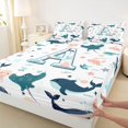 thumbnail image 4 of jejeloiu Ocean Animal Monogram A Full Size Sheets For Kids,Sea Life Whale Bed Sheets For Boys,4-Piece, 4 of 6