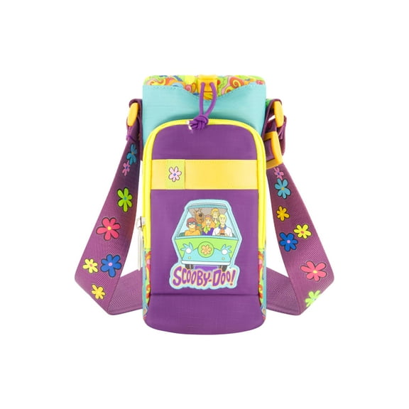 Scooby Doo Water Bottle Holder, Crossbody Sling Carrier Bag with Adjustable Shoulder Strap, 25 oz, Multi