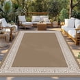 thumbnail image 2 of Brown Geometric Outdoor Rug 4x6 Ft - Reversible Patio Rug Outdoor Camping Rugs, Vintage Greece Key Washable Indoor Outdoor Area Rugs, Non-Slip Outdoor Carpet Runner for Deck/Porch, 2 of 8