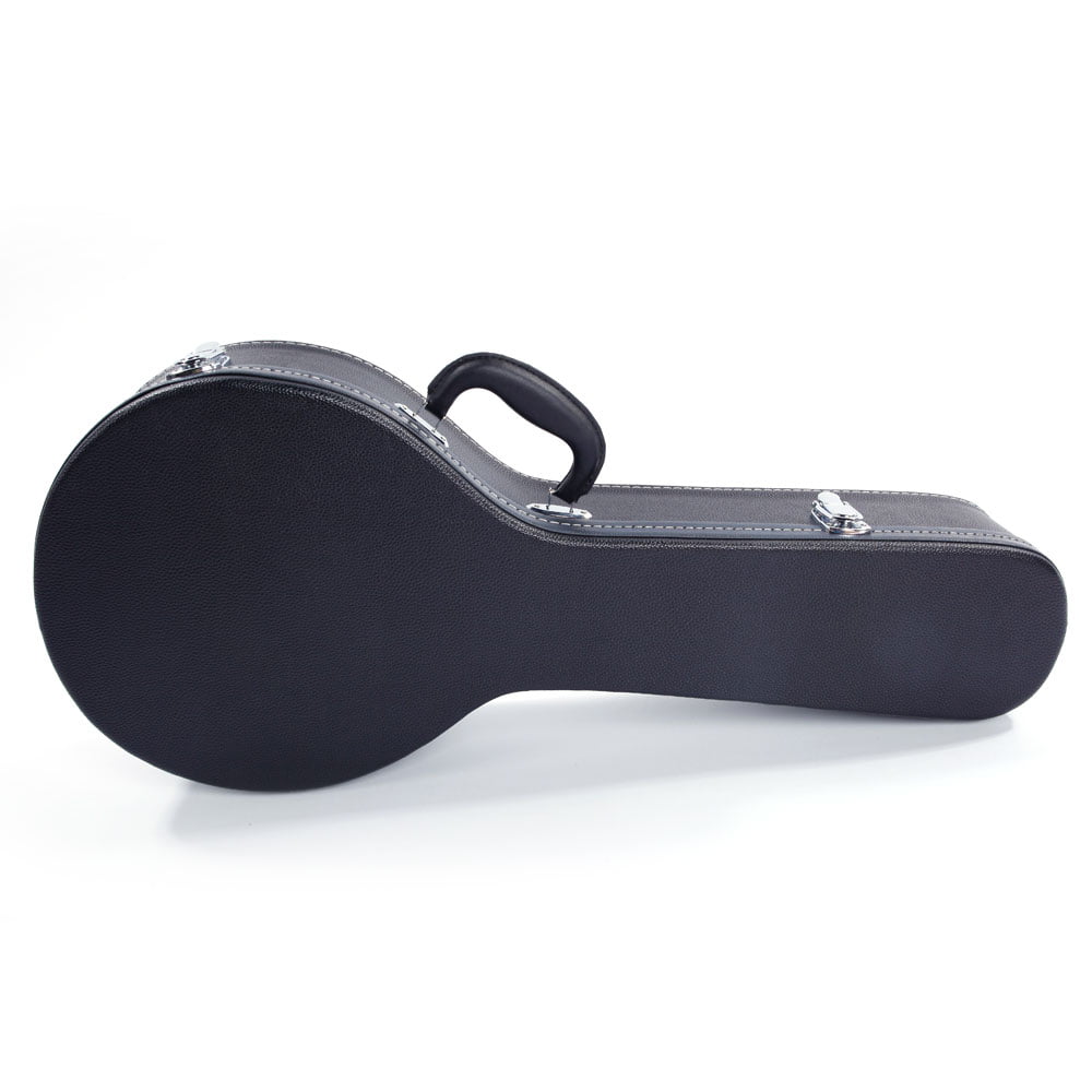 Glarry Hardshell A-Style Microgroove Pattern Leather Wood Mandolin Case Black Quality & Affordable Musical Instrument Accessories for Students Portable Leather Case for Mandolin 