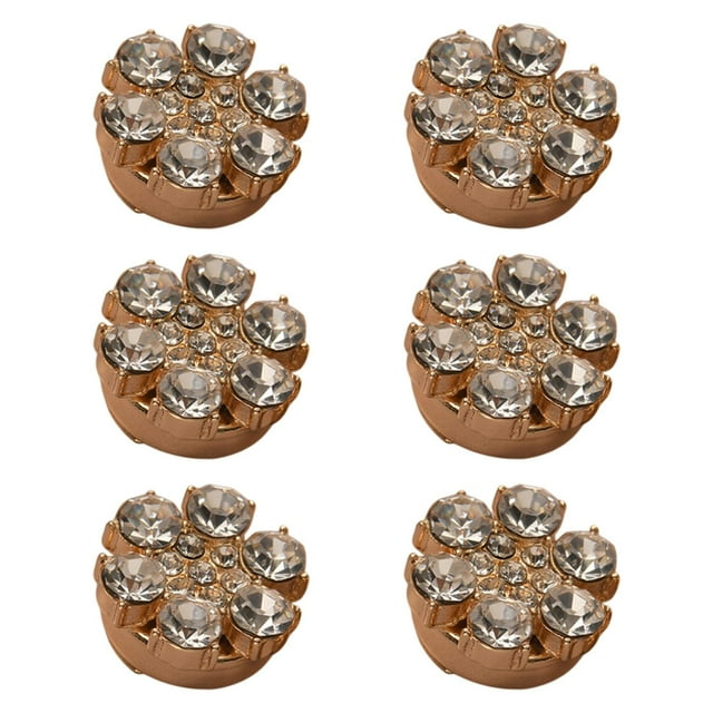 6x Gemelos para hombre Gemelos redondos Desmontables Clips de botón de camisa de moda Cubiertas de botones de diamantes de imitación para fiesta de , Dorado