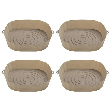 

jsqnanchi 4Pcs Silicone Airfryer Pot Air Fryers Oven Baking Tray Fried Pizza Chicken Basket Mat Square Round Grill Pan
