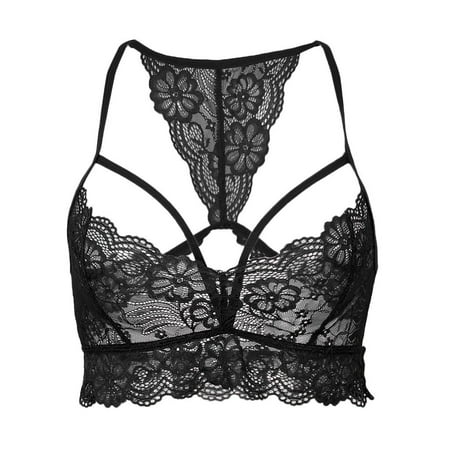 

Women Strappy Bra Crop Tops Adjustable - Black as described