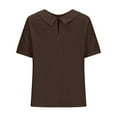 thumbnail image 5 of JGGSPWM Short Sleeve Linen Peter Pan Collar Blouses for Women Vintage Casual Loose Fit Cute Summer Tops Brown XL, 5 of 6