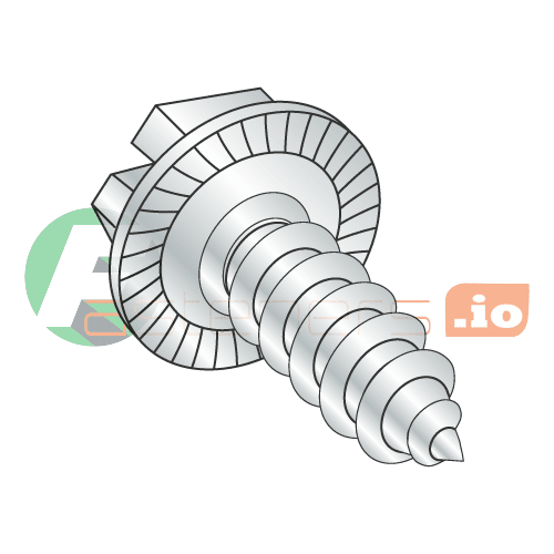 #14 x 3/4" Type A Self-Tapping Screws / Slotted / Serrated Hex Washer Head / Steel / Zinc / Serrations Under Head (Quantity: 3,000 pcs)