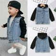 thumbnail image 2 of LUOGENLI Suit Jacket For Boys Size 16 Toddler Boys Girls Windproof Denim Patchwork Hooded Coat Jacket Kids Warm Outerwear Jacket Boys Jackets Size 8-10 Lightweight Boys Jacket 8 Years Old 2-3 Years, 2 of 9