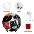 thumbnail image 4 of Balery Cow Print Bone China Decorative Plate Ceramic Dinner Plates Art Crafts with Display Stand-6in, 4 of 6