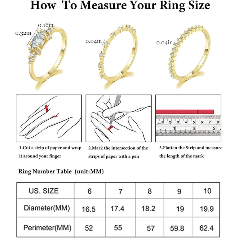 Gold Rings That Don t Tarnish Gold Plated Stackable Rings Set for Women Cubic Zirconia Ring Gold Engagement Rings Non Tarnish Wedding Bands Jewelry