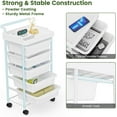 thumbnail image 3 of 5 Tier Rolling Cart with 5 Drawers, Utility Cart with Drawers and Tabletop, Multipurpose Rolling Storage Cart Storage Drawer Cart Organizer with Lockable Wheels for Home Office School, White, 3 of 16