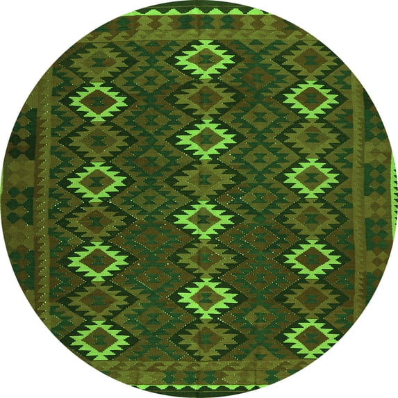 Ahgly Company Indoor Round Oriental Green Traditional Area Rugs, 5' Round