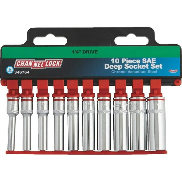 Channellock Products Standard 1/4" Drive 6Point Deep Socket Set 10