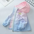 thumbnail image 3 of Kids Toddler Girls Long Sleeve Jacket Elastic Cuffs Gradient Color Hooded Casual Windbreakers for 5-12Y Punching Jacket Top Spring Autumn, 3 of 5