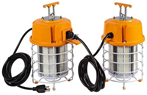 LED Temporary Work Light Fixture, 100 Watt 12,500 Lumens Daylight 5000K, Outdoor Construction Light, Ultra Bright High Bay Light, UL Listed, IP65, for Building Site, Construction Site