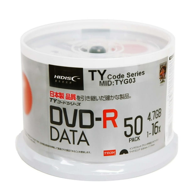 100 Spindle Hidisc Dvd R 16x 4 7gb 1min Taiyo Yuden Ty Code Mid Tyg03 White Inkjet Hub Printable Blank Recordable Disc Walmart Com Walmart Com