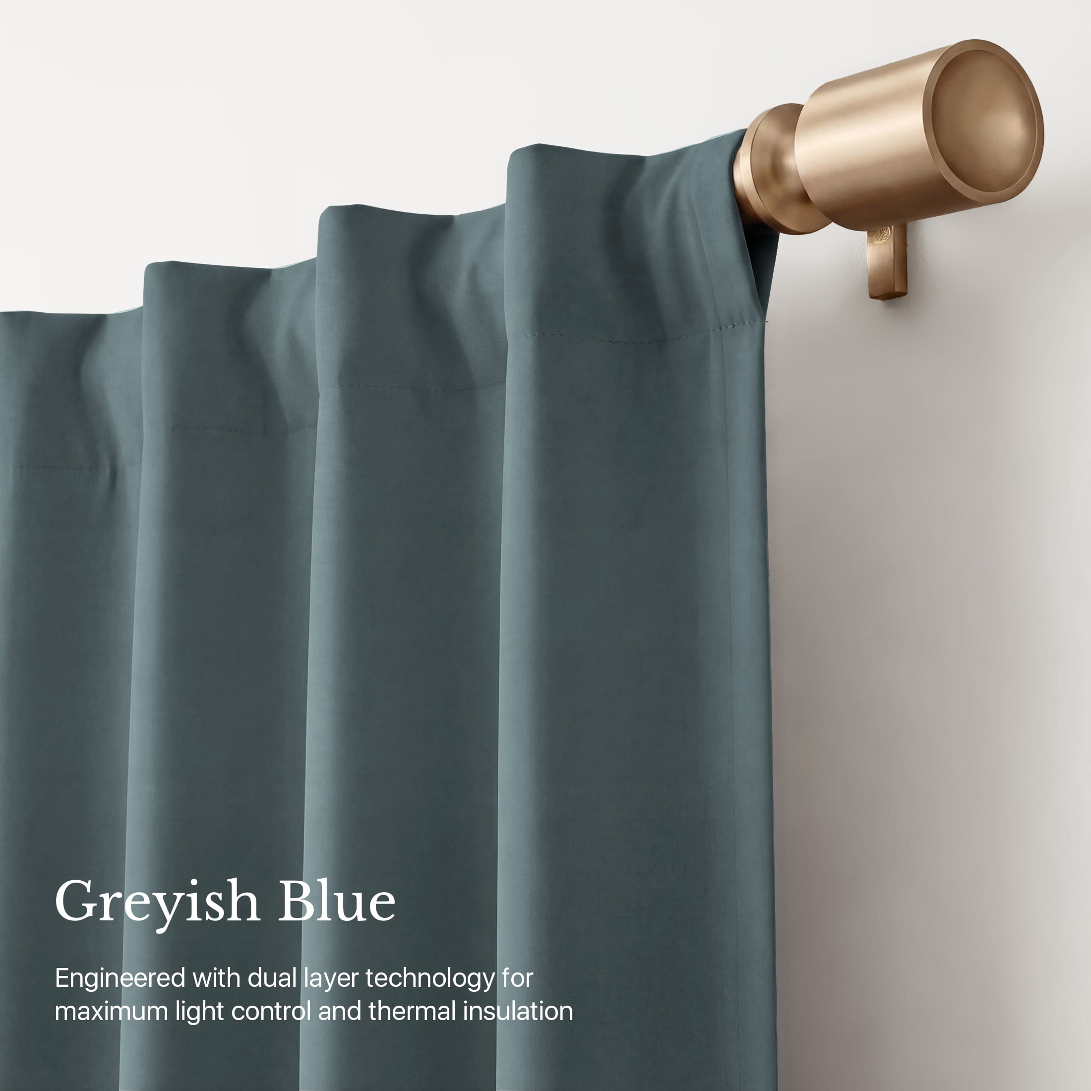 NICETOWN 2‑Layer 100% Blackout Curtains, Greyish Blue, 52" W x 84" L, 2‑Panel Set