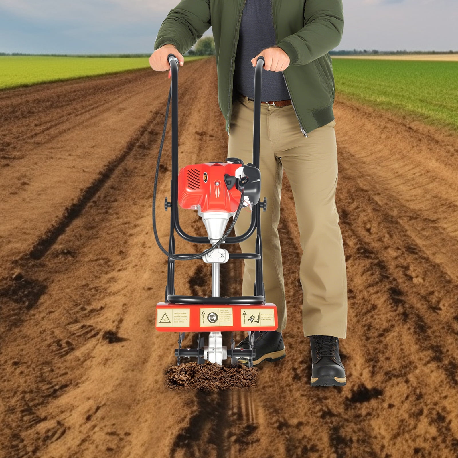 52CC 2800-3200rpm Commercial Heavy Duty Tiller Gas Powered Tiller Soil Cultivator for Sandy Land Loose Soil