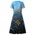 thumbnail image 4 of Gvmfive Women Boho Floral Print Short Sleeve Swing Dress Summer Party Beach Casual Midi Dress, 4 of 4