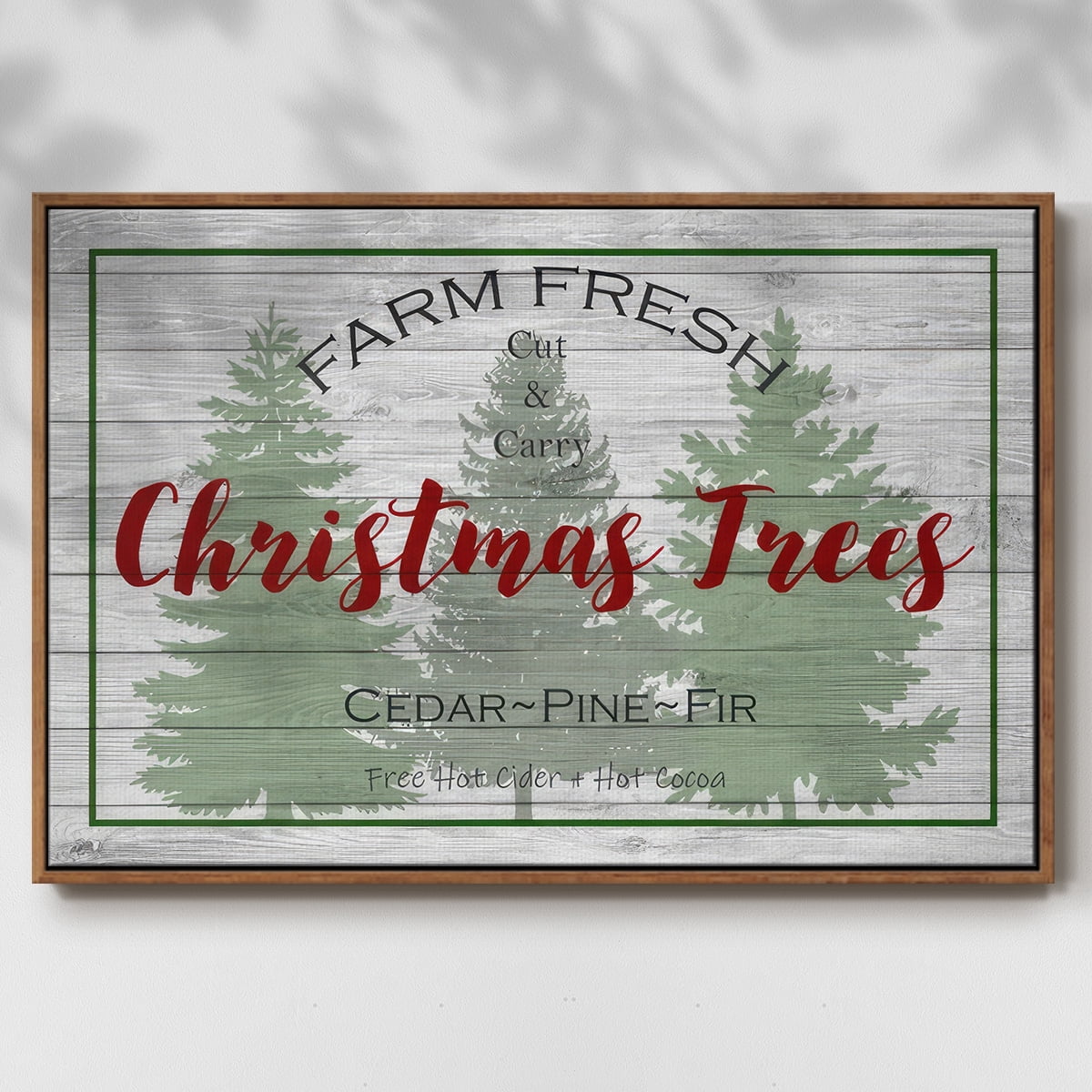 Farm Fresh - Framed Gallery Wrapped Holiday Canvas - 25 x 37 - Rosewood Frame