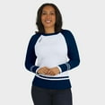 thumbnail image 4 of Women's WEAR by Erin Andrews White/Navy Tennessee Titans Colorblock Raglan Sweater, 4 of 5