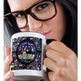 thumbnail image 2 of 3drose, Fishes Miracle Church Stained Glass, 15oz Two-tone Black Mug, 2 of 6