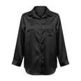 thumbnail image 7 of Women's Classic Fit Satin Shirt, Solid Color Long Sleeve Collared Blouse, Elegant Office Work Tops and Casual Wear Shirt for Women Black L, 7 of 7