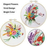 Embroidery Kit For Beginners,Embroidery Kits,Embroidery Hoop,With Floral Pattern Hoops Threads And Needles,Sewing Cross Stitch Starter Set,For Craft Lover Adult,Includes Easy To Follow Instruction