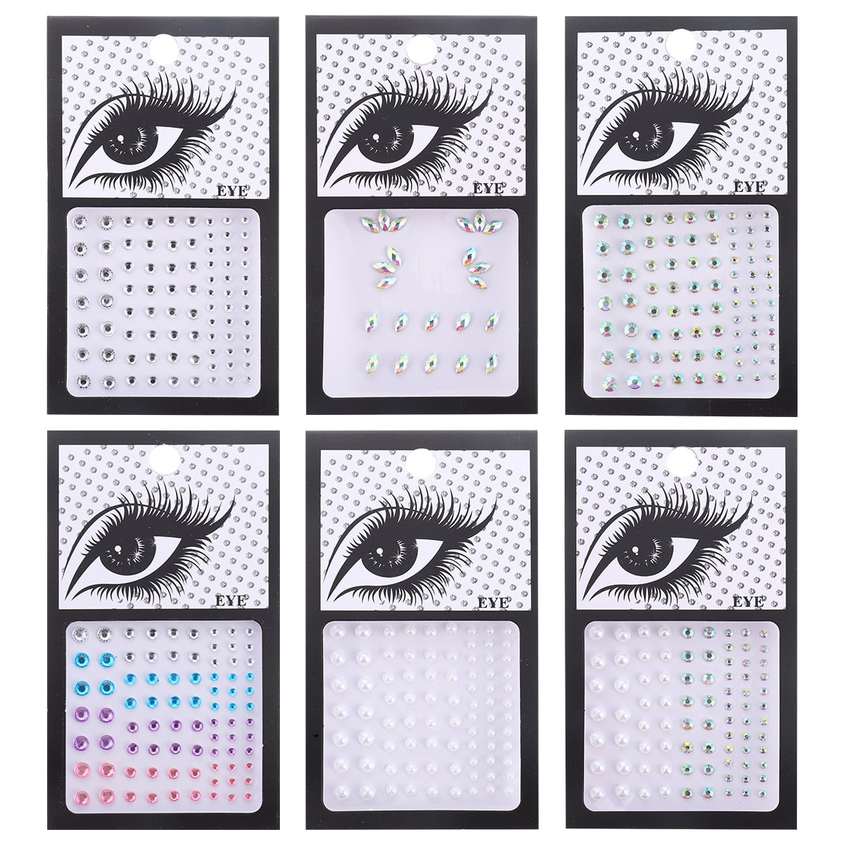 6 Sheets glitter stickers Face Gems Stick On Face Sticker Makeup Jewels