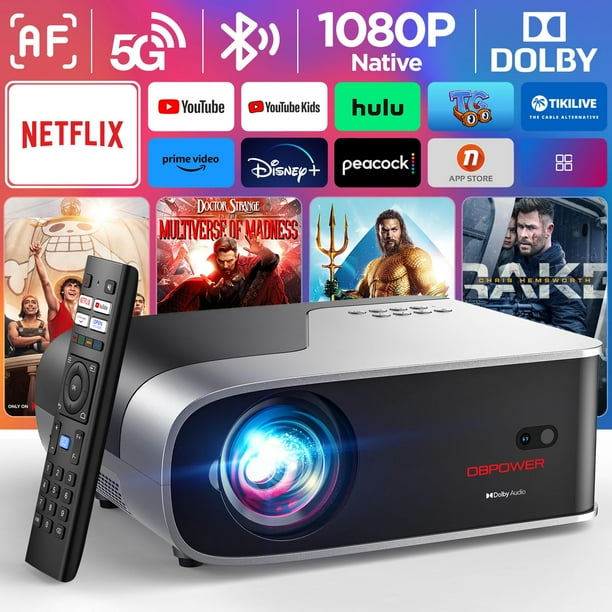 Proyector inteligente DBPOWER Netflix 1080p 500 ANSI WiFi 5G