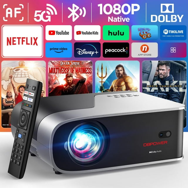 Proyector inteligente DBPOWER Netflix 1080p 500 ANSI WiFi 5G