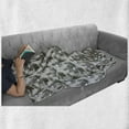thumbnail image 5 of Skull Soft Flannel Fleece Throw Blanket, Goth in Tropical Pineapples Leaves Modern Jungle, Cozy Plush for Indoor and Outdoor Use, 50" x 60", Green Brown Sage Green, by Ambesonne, 5 of 5