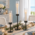 Black Taper Candle Holders: Candlestick Holders Set Of 3 Hurricane ...