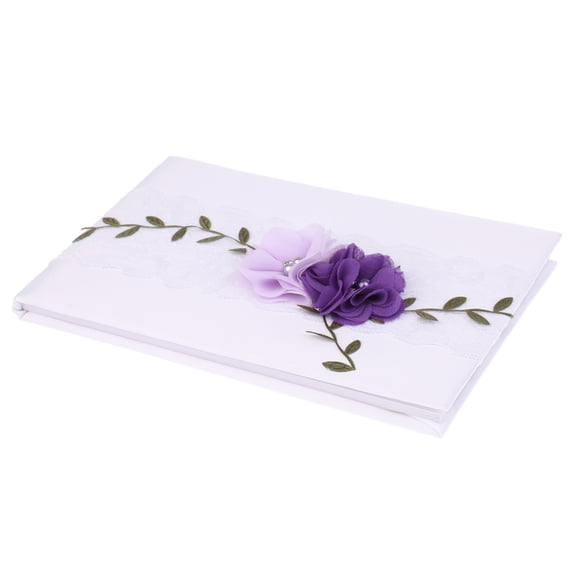 Libro de Visita de Boda Sunnimix con Lazo Blanco Flores Morados