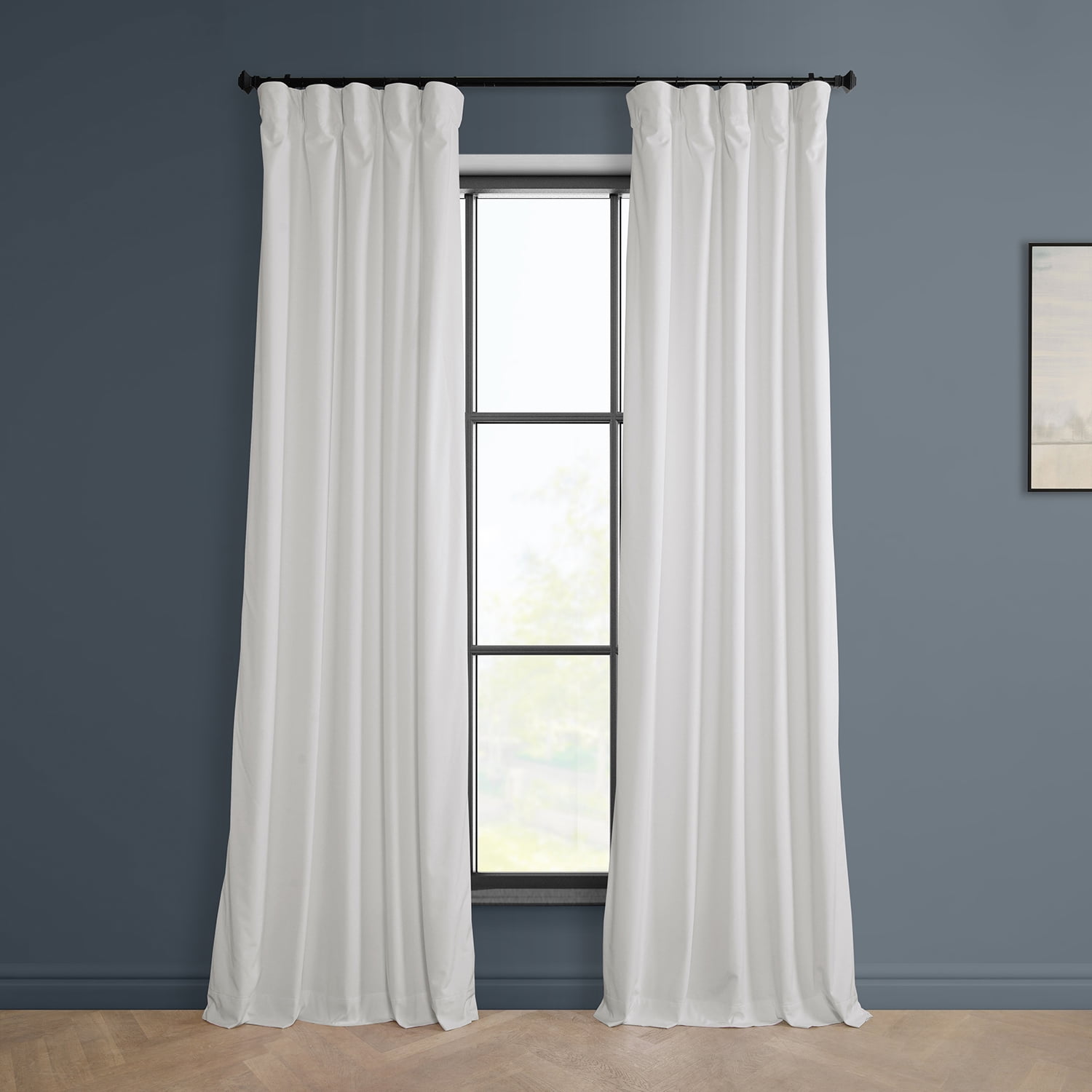HPD Half Price Drapes Pillow White Heritage Plush Velvet Room Darkening Curtains for Bedroom & Living Room Curtains (1 Panel), Window Curtains 108 inches long, Rod Pocket Curtains & Drapes, 50W X 108L
